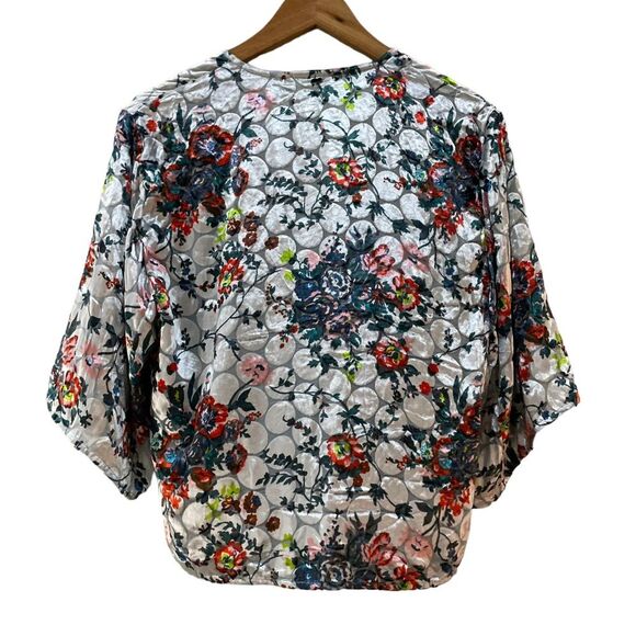Maeve Umi Wrap Blouse Top Velvet Burnout Floral Kimono Sleeves Size‎ XSmall - Picture 8 of 13